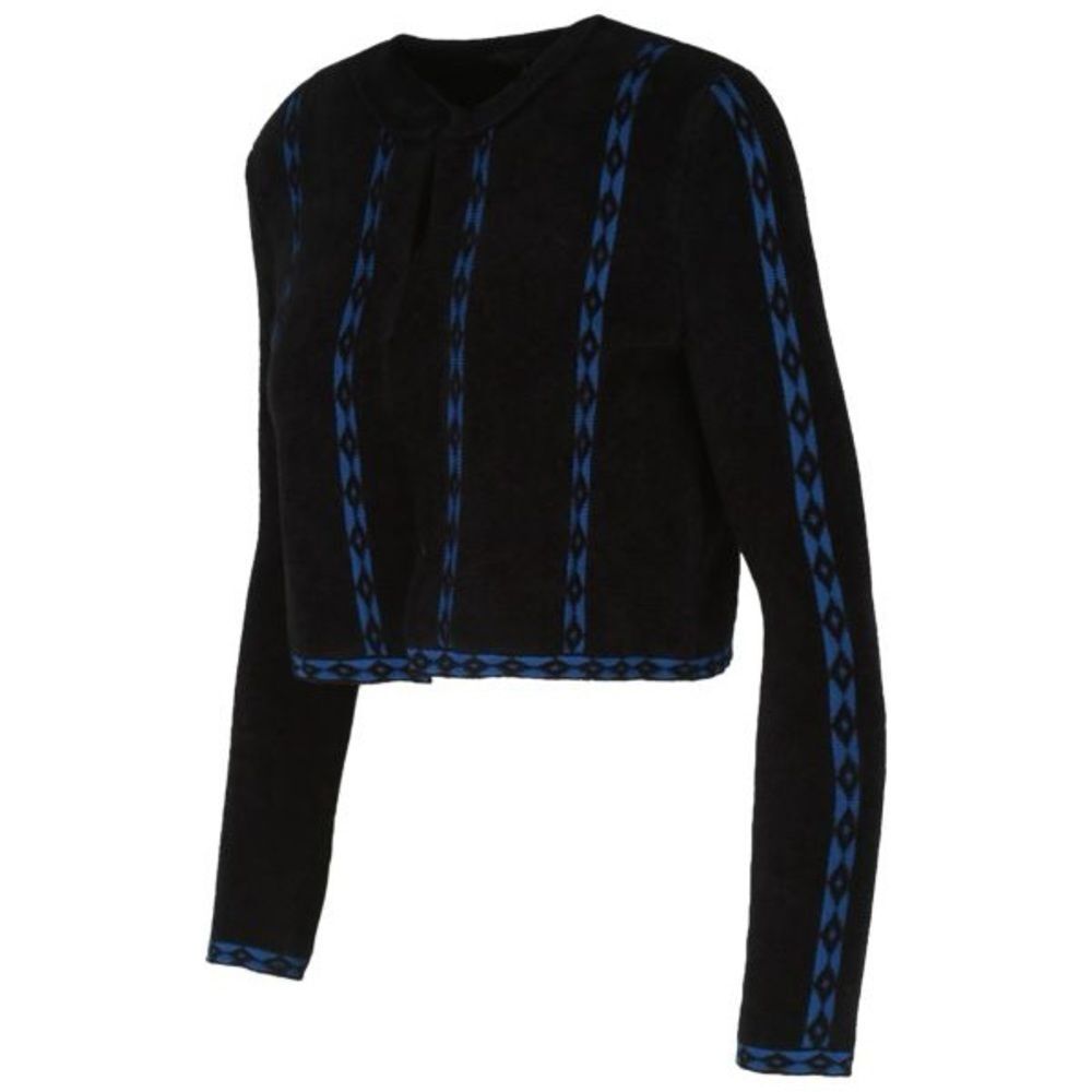 Maje Geometric Jacquard Cropped Cardigan Jacket Black Large 3